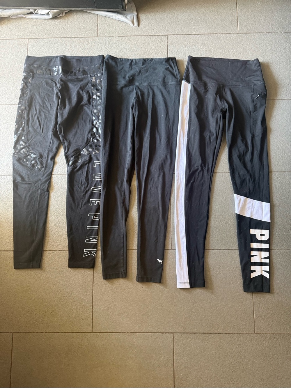 3 Victoria’s Secret PINK Leggings Bundle Small Yoga Ultimate Black Logo